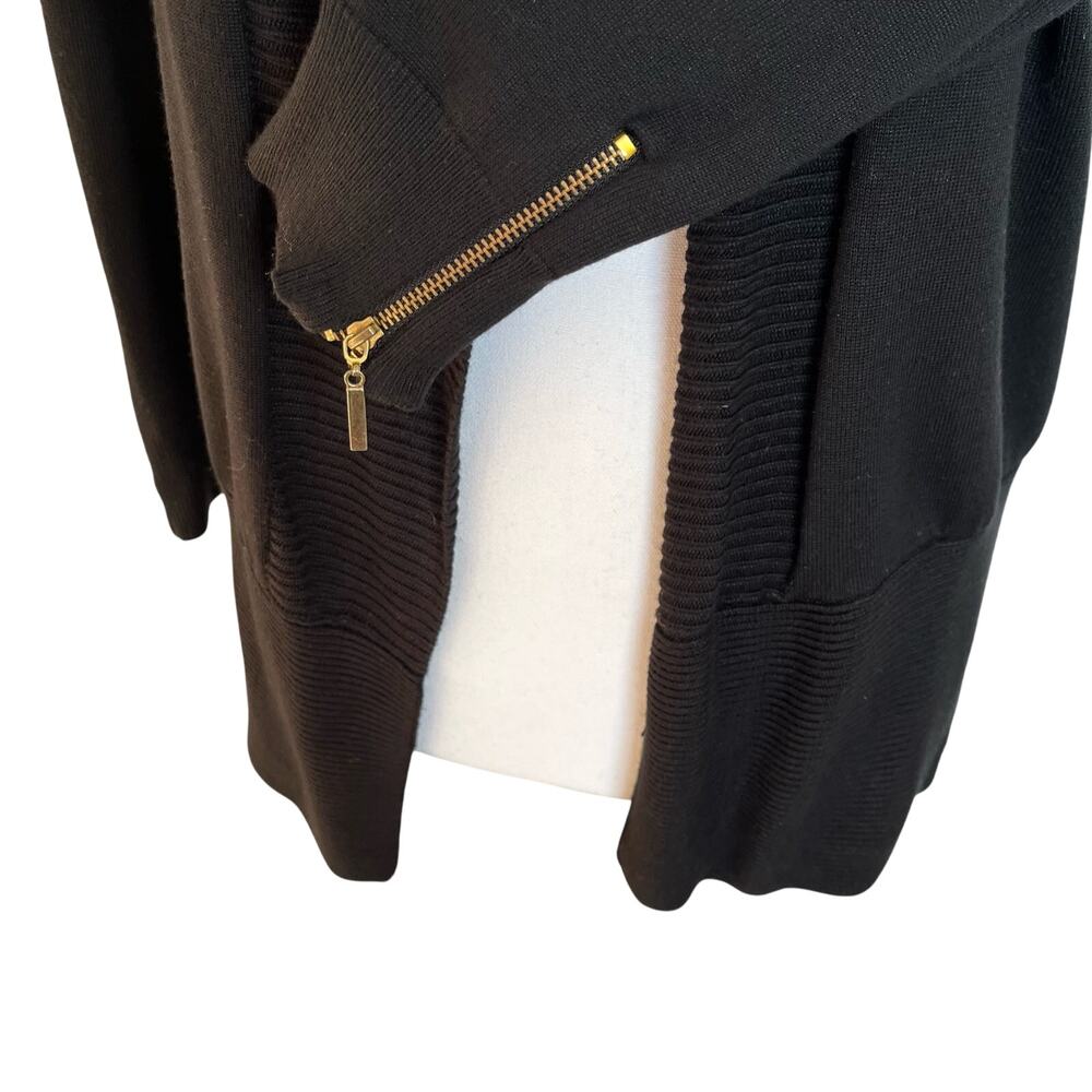 Carmen Marc Valvo Cardigan Women's XL Black Gold Zipper Cuffs Dressy Topper - Picture 5 of 10